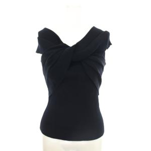 ニット セーター 40 ネイビー ノースリーブ リブニット ツイストデザイン /JP