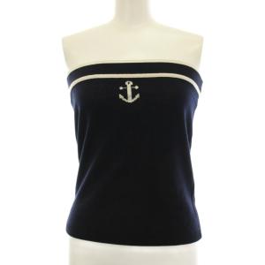 チューブトップ ベアトップ ニット ウール XS 紺 ネイビー /YM