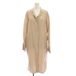 SILK シャツワンピース ロング XS ピンクベージュ 長袖 無地 17040510000330 /YM