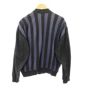 ISSEY MIYAKE オンリミット ブルゾン ジャケット アウター ショート丈 ストライプ柄 バイカラー 切替 M 紺 ネイビー