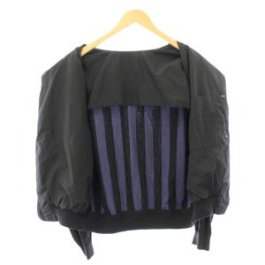 ISSEY MIYAKE オンリミット ブルゾン ジャケット アウター ショート丈 ストライプ柄 バイカラー 切替 M 紺 ネイビー