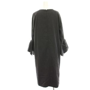 ADORE ワンピース 38 グレー フリル袖 長袖 ラウンドネック ミモレ ロング ウール /HN