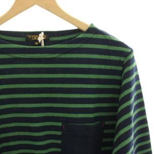 A VONTADE タグ付き カットソー Tシャツ 長袖 ボーダー M 緑 グリーン 紺 ネイビー VTD-0300 /HN