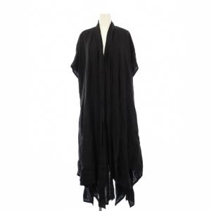 ロングカーディガン 半袖 リネン S 黒 LH-D35-300 /KH