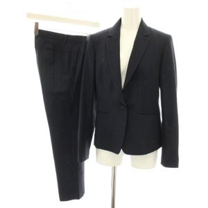 スーツ セットアップ 上下 テーラードジャケット シングル パンツ スラックス ストライプ柄 絹 シルク混