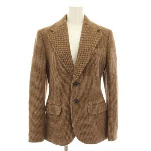 テーラードジャケット シングル 総柄 エルボーパッチ アルパカ混 やぎ革 4 茶 ブラウン ベージュ 07262750MDJT