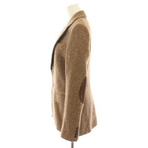RALPH LAUREN テーラードジャケット シングル 総柄 エルボーパッチ アルパカ混 やぎ革 4 茶 ブラウン ベージュ 07262750MDJT
