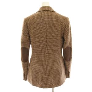 RALPH LAUREN テーラードジャケット シングル 総柄 エルボーパッチ アルパカ混 やぎ革 4 茶 ブラウン ベージュ 07262750MDJT