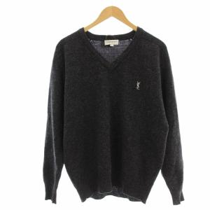 pour homme ニット Vネック ウール セーター 長袖 L グレー /G