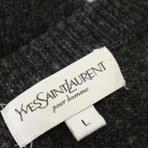 YVES SAINT LAURENT pour homme ニット Vネック ウール セーター 長袖 L グレー /G