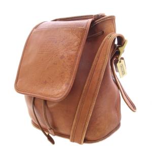 COACH オールドコーチ ショルダーバッグ 巾着型 レザー ワンカラー ロゴチャーム 茶 ブラウン 9952 /BB
