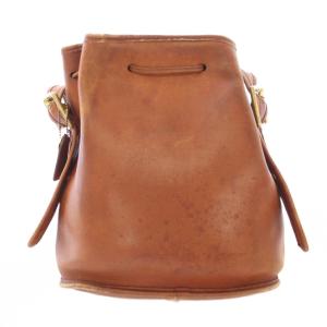 COACH オールドコーチ ショルダーバッグ 巾着型 レザー ワンカラー ロゴチャーム 茶 ブラウン 9952 /BB