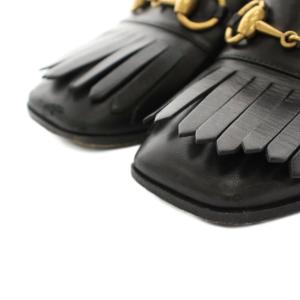 GUCCI パンプス ホースビットローファー スクエアトゥ チャンキーヒール レザー 36 黒 ブラック 443406