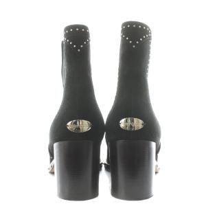 JIMMY CHOO サイドゴアブーツ ショートブーツ チャンキーヒール スタッズ スエード 37 黒 ブラック /AN49