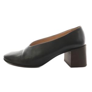 Acne Studios パンプス チャンキーヒール ラウンドトゥ レザー 38 黒 ブラック /AN13