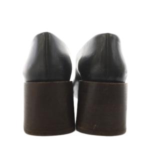 Acne Studios パンプス チャンキーヒール ラウンドトゥ レザー 38 黒 ブラック /AN13