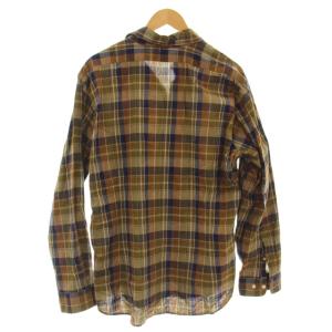 Brooks Brothers シャツ 麻 リネン XL カーキ 茶 チェック柄 長袖 ボタンダウンカラー /JP