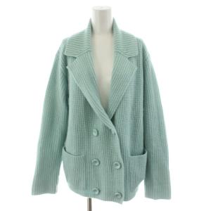ニットカーディガン テーラードジャケット ダブル カシミヤ混 38 ライトグリーン /AN49