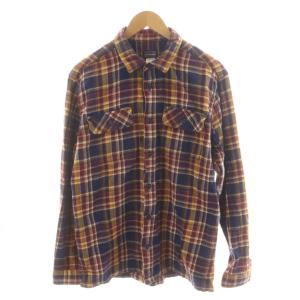 Fjord Flannel Shirt シャツ 長袖 チェック柄 L 紫 パープル 黄 イエロー 54130