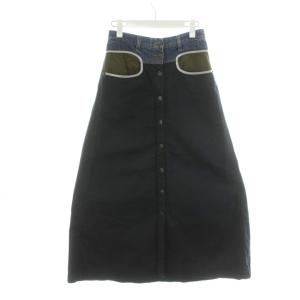 O-LIA-LONG フレアスカート ロング 切替 26 カーキ 黒 ブラック /AN9