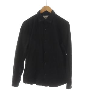 ワイシャツ カジュアルシャツ L 黒 ブラック 長袖 無地 /RR
