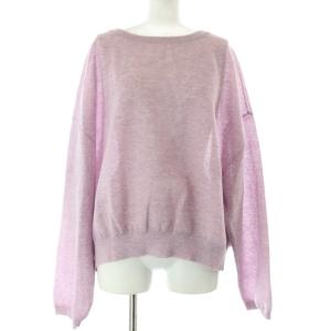 24SS スポンジシアーニットプルオーバー2 ニット セーター 麻 リネン ピンク ボートネック 長袖