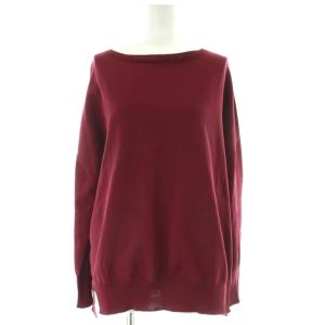 24AW コットンストレッチ NEO ワイド長袖プルオーバー ニット セーター ボルドー 長袖 ボートネック