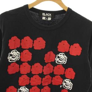 BLACK COMME des GARCONS AD2017 カットソー Tシャツ 長袖 プリント S 黒 1T-T006 /DF