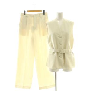 セットアップ 25SS リネンライクキャンバスジレ ベスト パンツ ワイド 2 3 アイボリー 153-42402