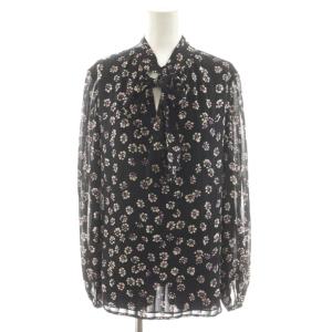 シャツ ブラウス 長袖 花柄 4 ピンク 黒 ブラック /AN61