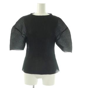 24SS Pleated Jersey Top カットソー 半袖 プリーツ シアー 36 黒 24S62616