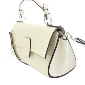 DES PRES 2WAY ショルダーバッグ ハンドバッグ ワンハンドル レザー ワンカラー プッシュロック式 白 ホワイト