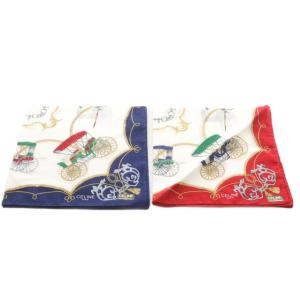 スカーフ 2点セット 総柄 コットン 紺 ネイビー 赤 レッド /AN51 OH