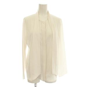 シャツ ブラウス 36 白 ノーカラー ドレープデザイン 長袖 /JP