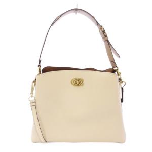 ウィロウ 2WAY ハンドバッグ ワンハンドル ショルダーバッグ レザー ターンロック式 ワンカラー アイボリー