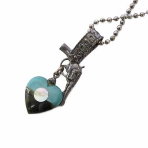 GEM KINGDOM ネックレス ハートモチーフ 拳銃モチーフ SV925 ターコイズ ブラック