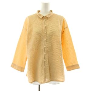 シャツ 長袖 コットン L ベージュ /KU