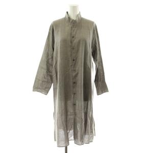 シャツワンピース ミモレ ロング 長袖 コットン M グレー J0143FB356 /KU