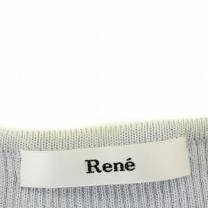 René リブニット カーディガン ビジュー 長袖 34 水色 ライトブルー 6712120 /G