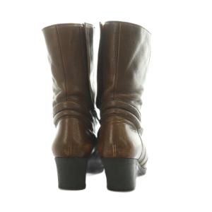 miumiu ショートブーツ スクエアトゥ チャンキーヒール レザー 36.5 23.5cm 茶 /MI