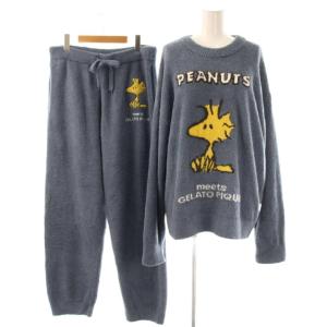 × PEANUT 21AW セットアップ ルームウェア 部屋着 ニット 長袖 パンツ M ブルー PHNT215902