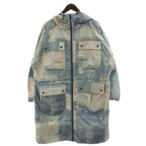 Marble Print Long Parka コート M ブルー系 総柄 フード付き 長袖 /GG