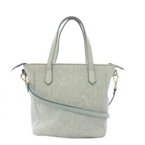 ハンドバッグ トートバッグ ショルダーバッグ 2WAY ペイズリー柄 水色 /KH