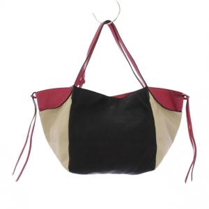 ETRO タグ付き トートバッグ ハンドバッグ レザー 黒 ピンク /KH