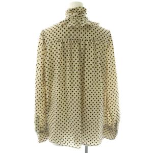 Loulou Willoughby 23SS デシンドットフリルボウタイブラウス シャツ 長袖 前開き 2 ベージュ 黒 21231013200