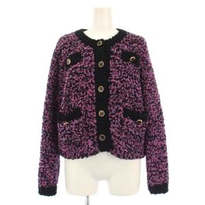 ニットカーディガン ローゲージ 長袖 F 黒 紫 SL03033SH025 /KH