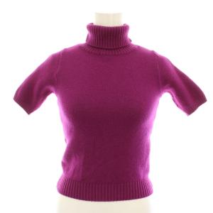 ニット セーター タートルネック 半袖 ウール F 紫 パープル SHE-V012 /YT