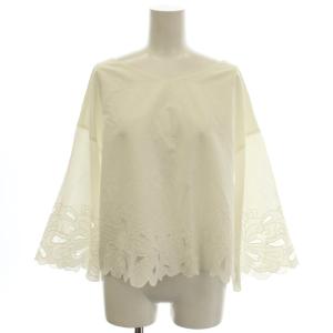 シャツ ブラウス 長袖 花柄 レース 36 白 ホワイト /G