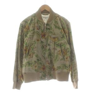 Aviator jacket アビエータージャケット ブルゾン フラワープリント ジップアップ 麻 リネン