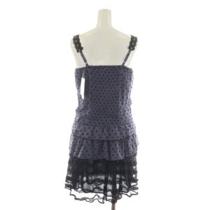 axes femme タグ付き キャミワンピース M 紫 パープル ドット柄 レースアップ フリル /RR